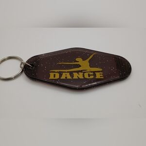 Handmade Retro Dance Motel Keychain Black Gold Glitter Vinyl UV Resin Gift New